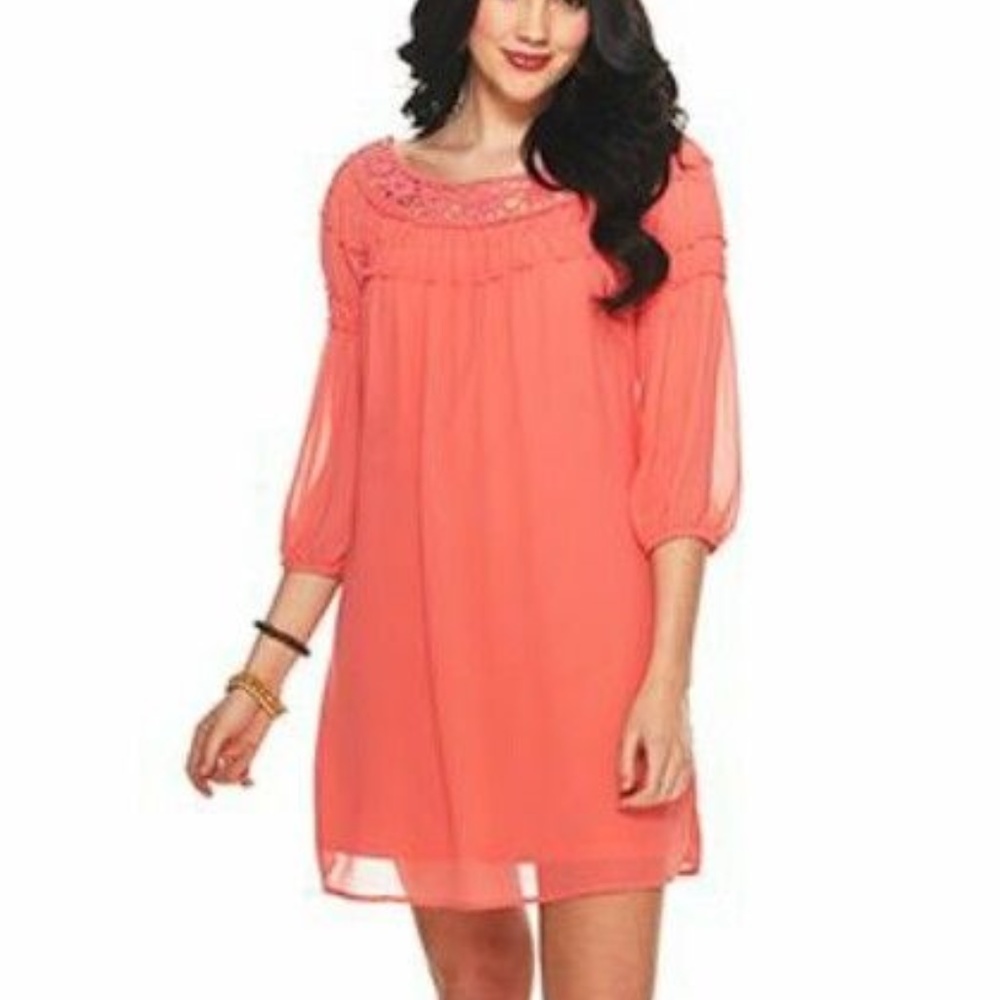 HeartSoul Chiffon Lattice Neckline Peasant Dress3x